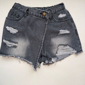 SHEIN Distressed Gray Denim Skort Shorts for Kids